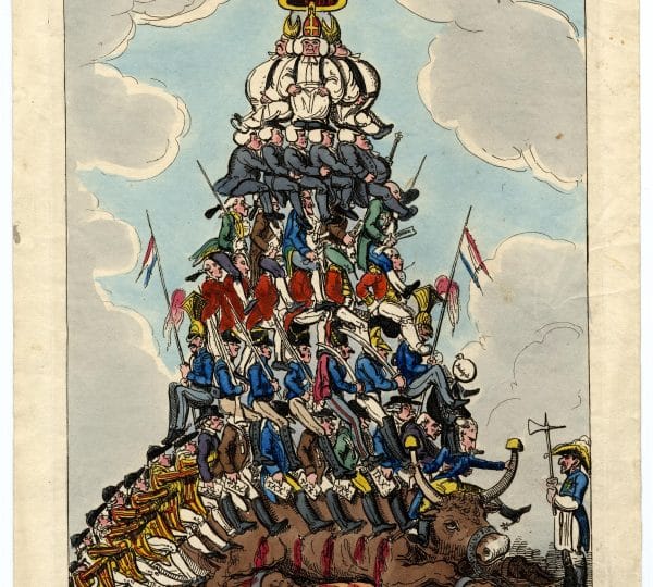 Tax collectors weighing down John Bull - satirical print from 1819, (c) Trustees of the British Museum