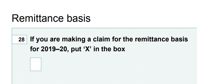 there's a box you tick to claim the remittance basis