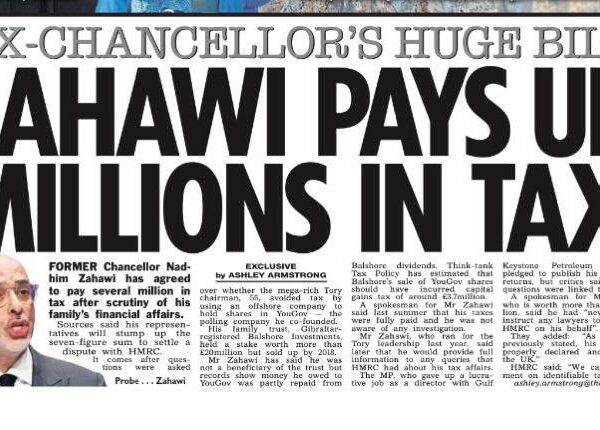 Zahawi pays millions in tax